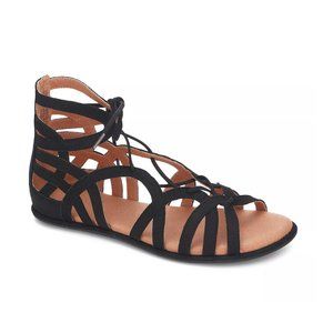 Gentle Souls 'Break My Heart' Black Suede Gladiator Sandals